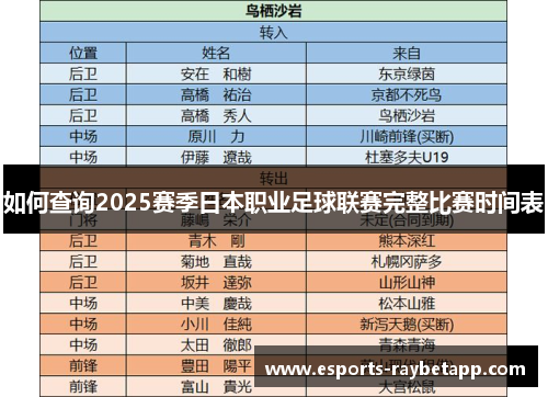 如何查询2025赛季日本职业足球联赛完整比赛时间表