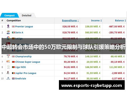中超转会市场中的50万欧元限制与球队引援策略分析
